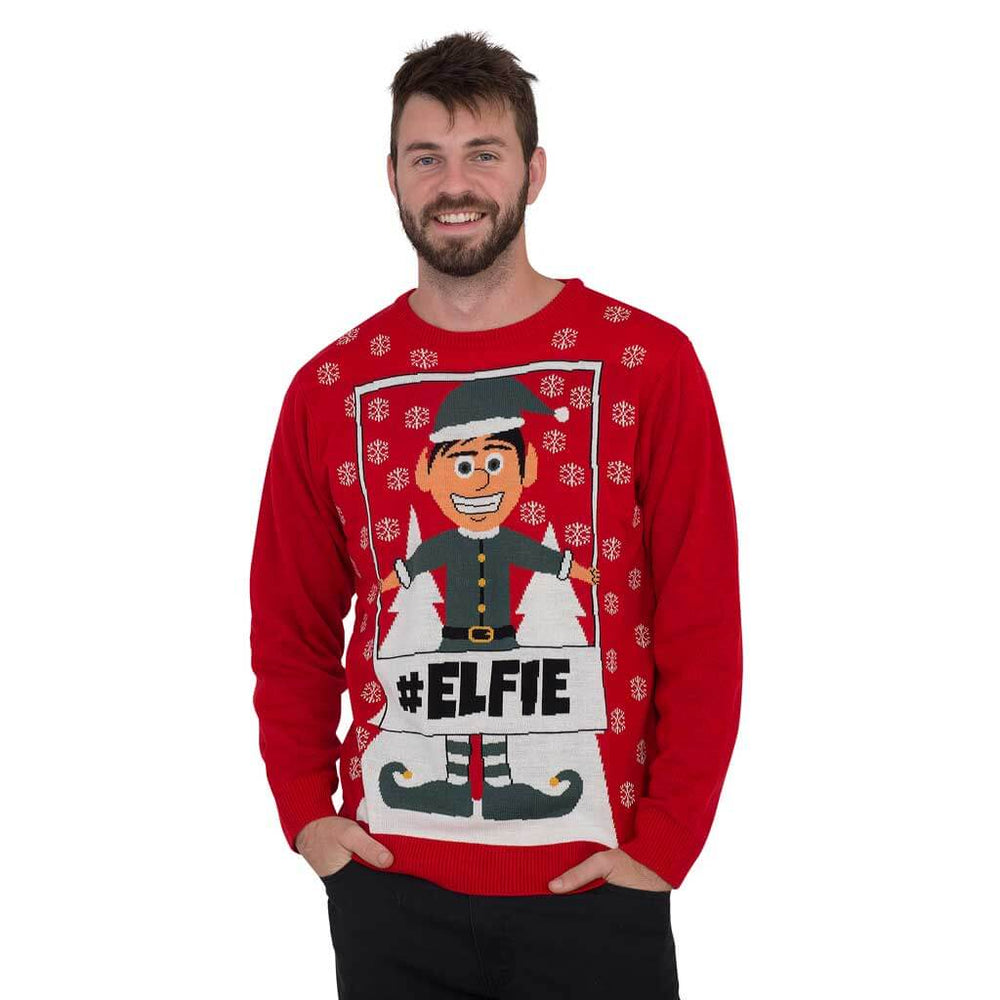 Funny Ugly Ugly Christmas Sweater For Sale Mens #Elfie Hashtag