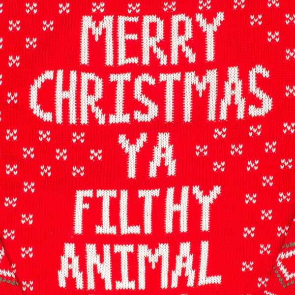 Women's Merry Christmas Ya Filthy Animal Snowflake and Reindeer Ugly Christmas Sweater