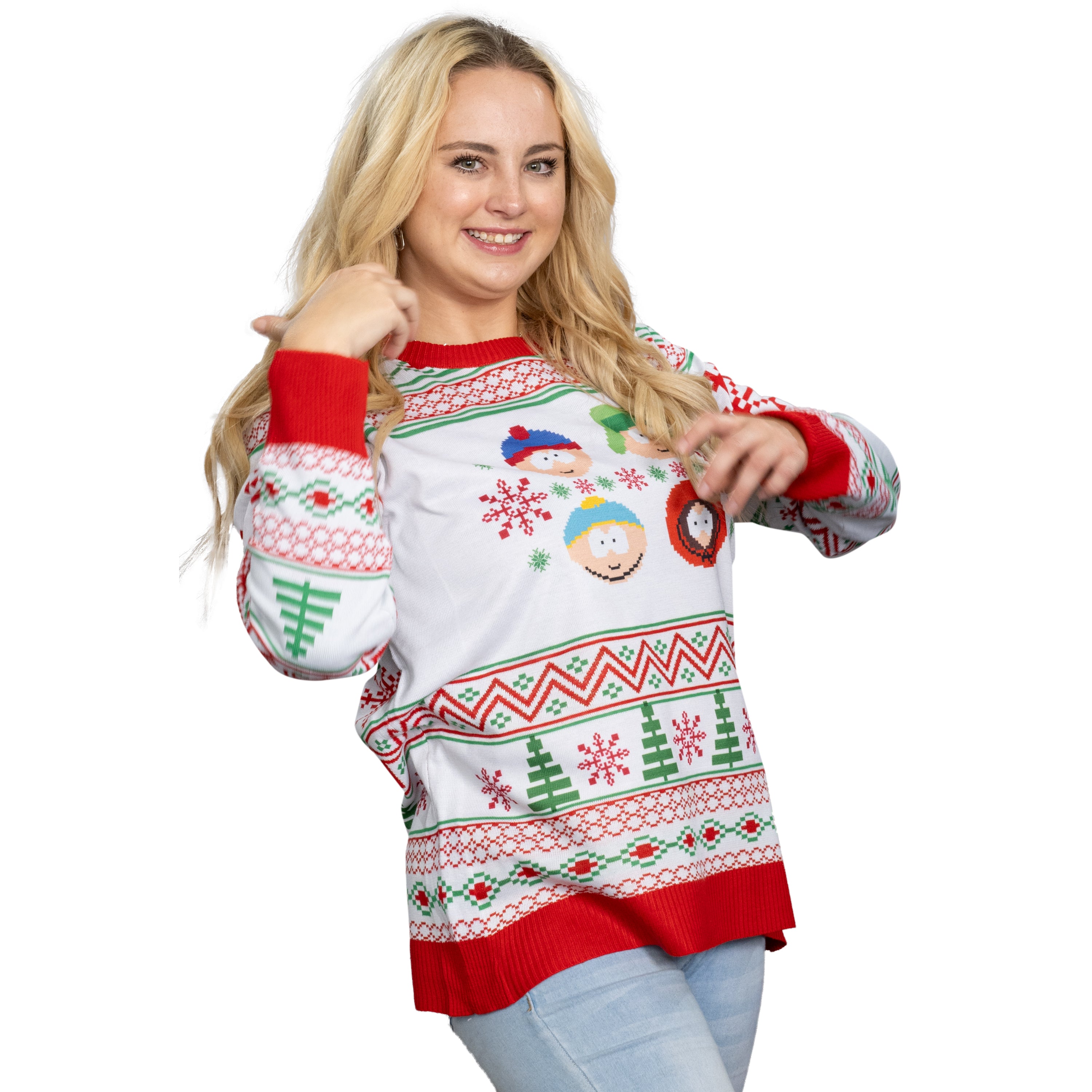 Best Friends Fair Isle Faces South Park Ugly Christmas Sweater