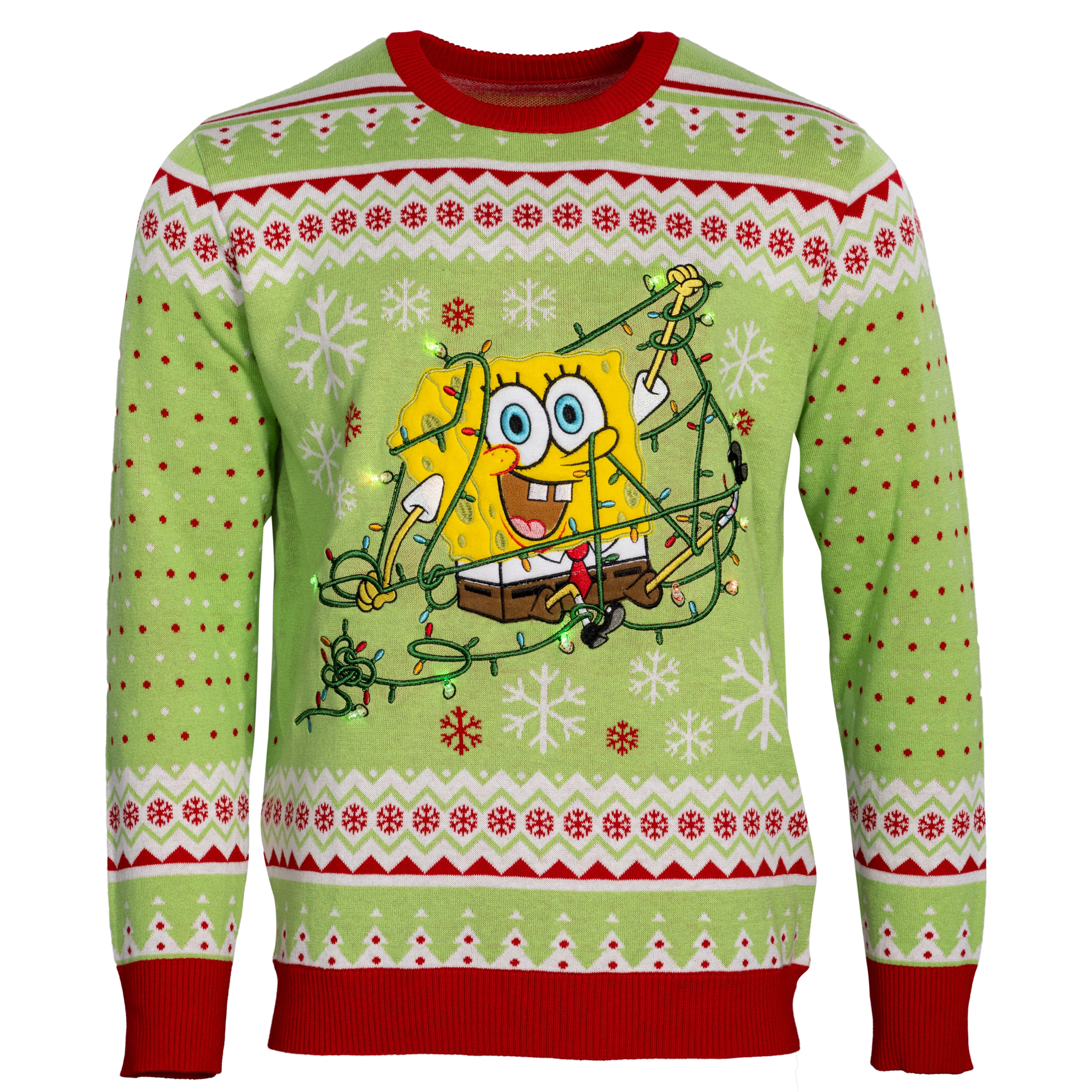 Spongebob Tangled LED Lights Ugly Christmas Sweater