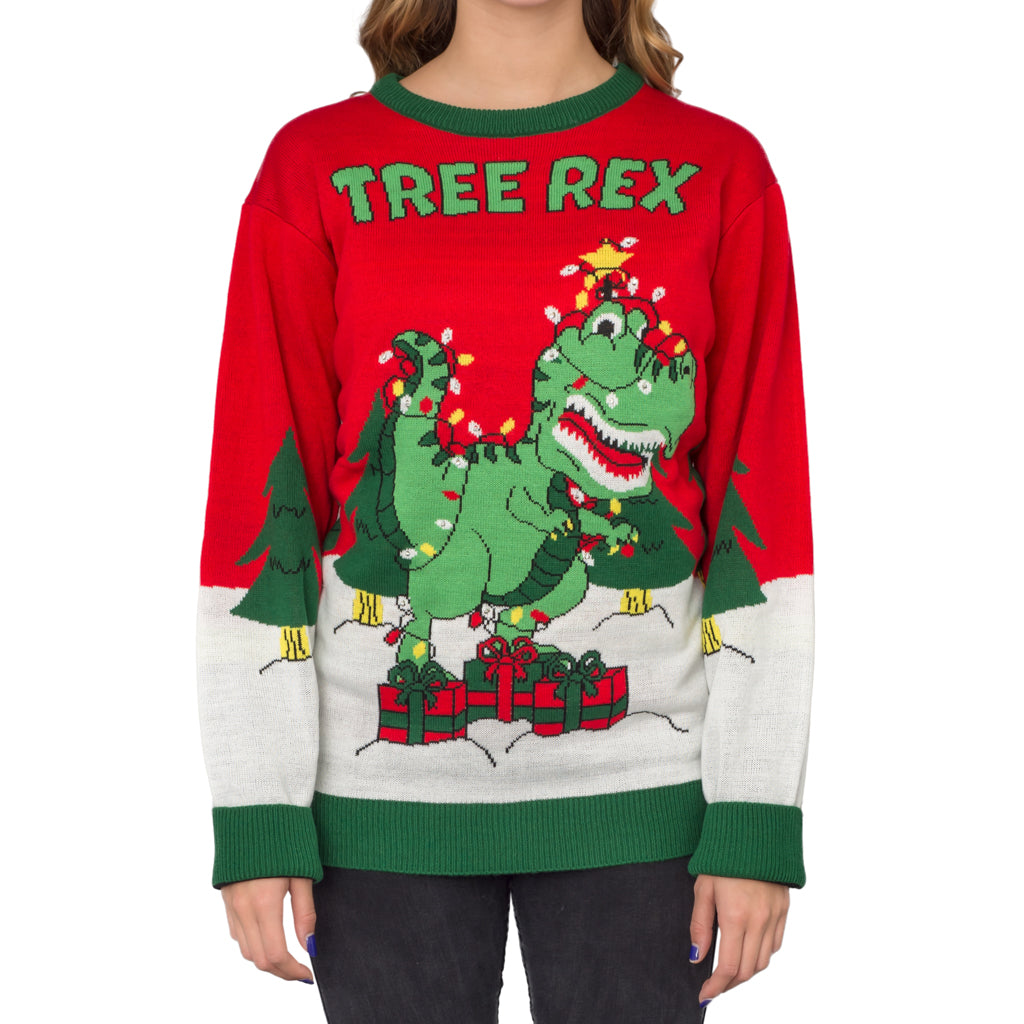 Women's 3D T-Rex Plushie Ugly Christmas Sweater