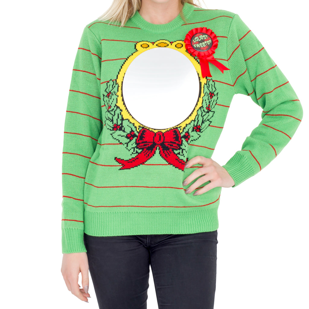 Women's Ugliest Sweater Award Humorous Ugly Christmas Sweater (with Mirror)_4