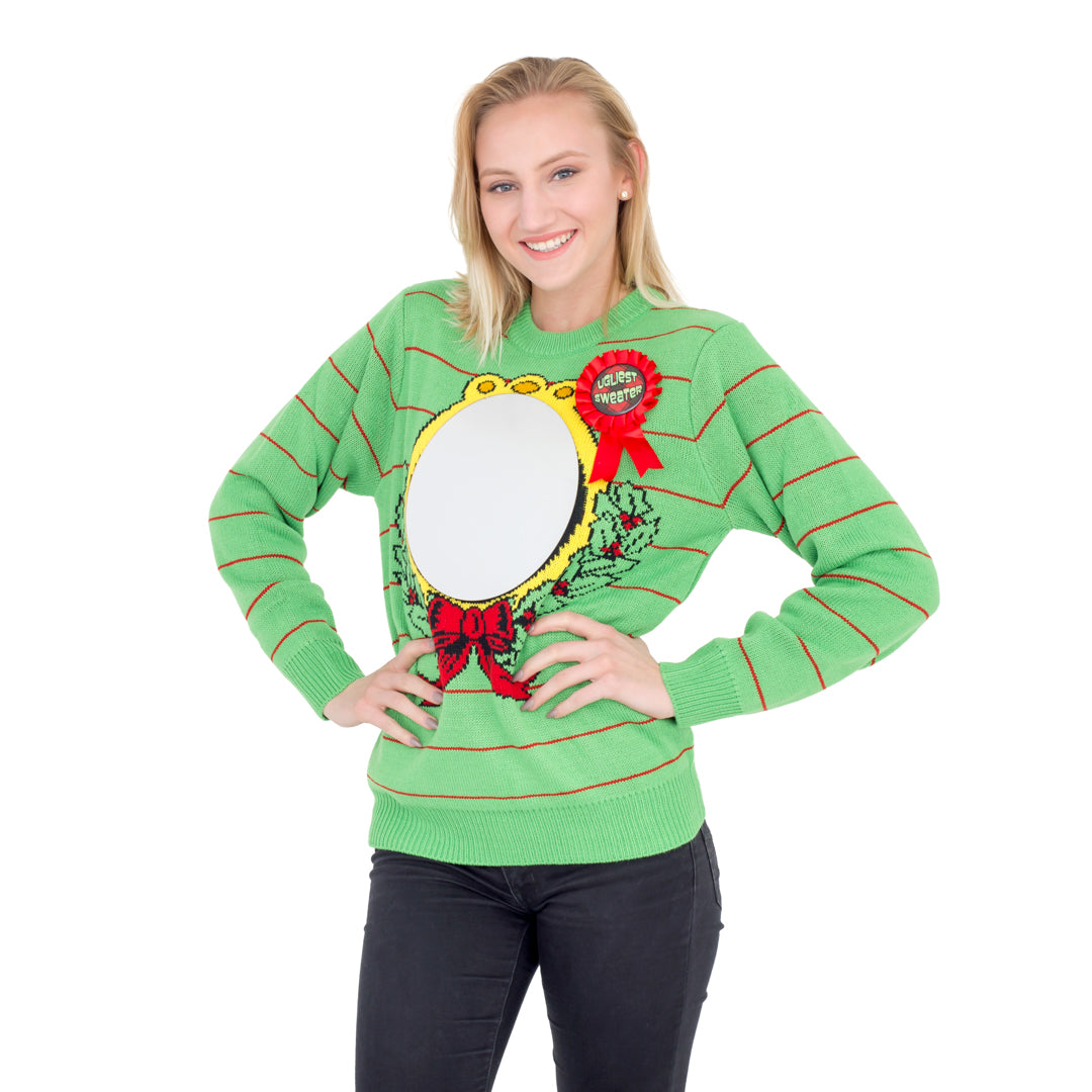 Women's Ugliest Sweater Award Humorous Ugly Christmas Sweater (with Mirror)_5