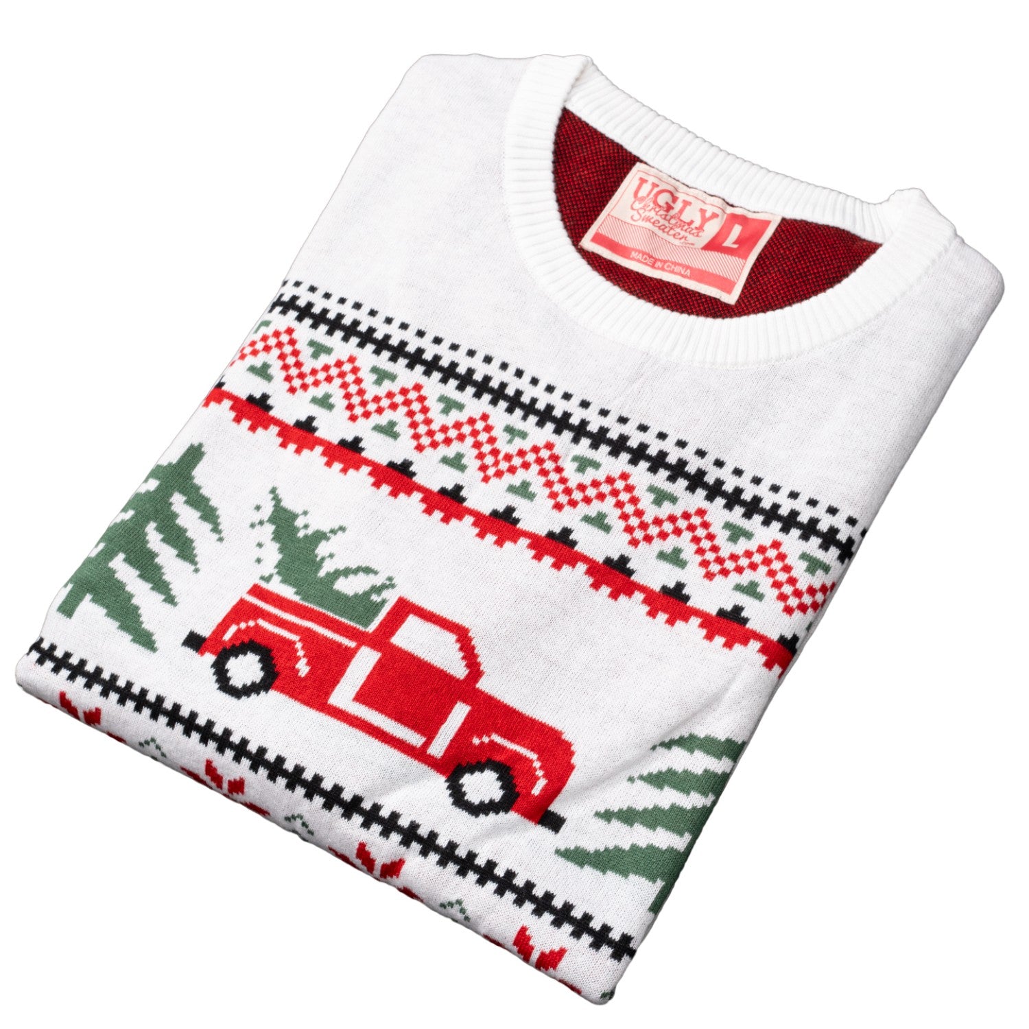 Ugly Christmas Unisex Arnold Truck and Trees Adult Holiday Knitted Sweater