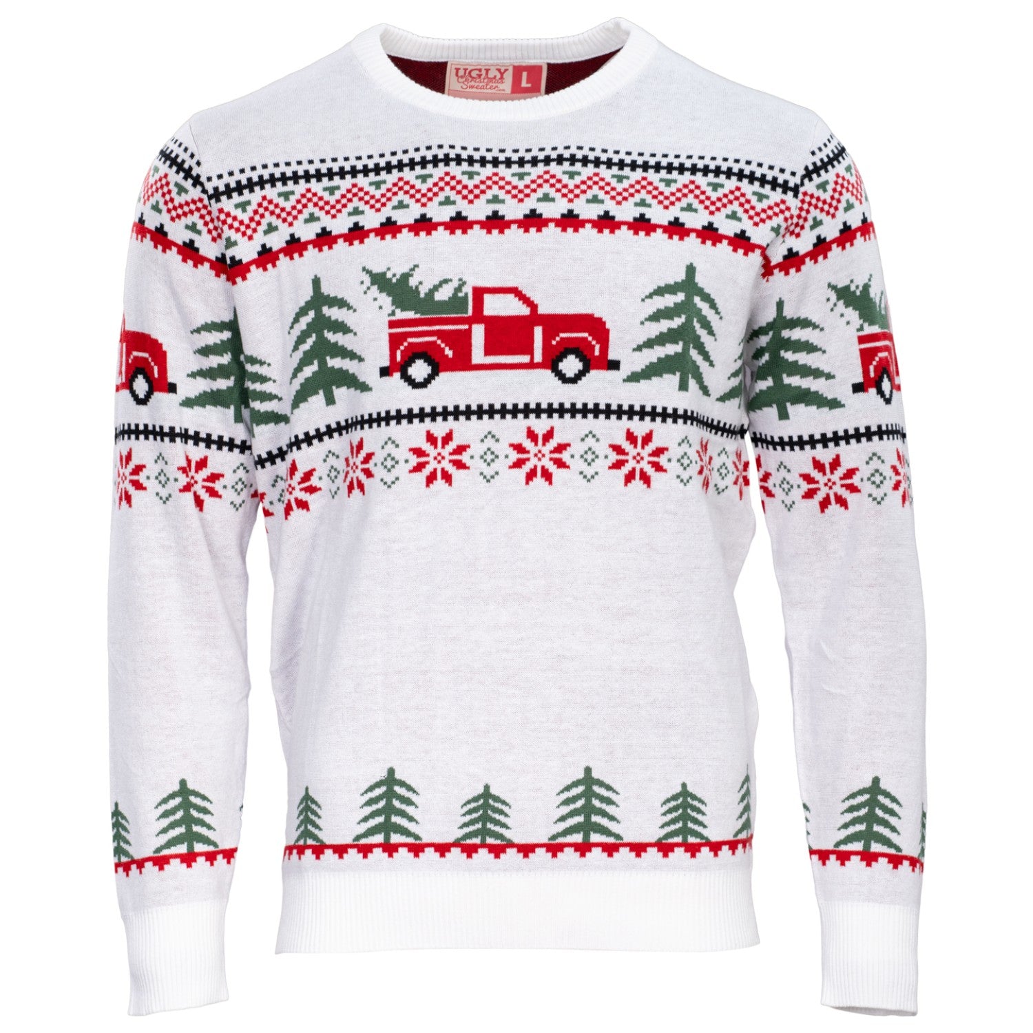 Ugly Christmas Unisex Arnold Truck and Trees Adult Holiday Knitted Swe