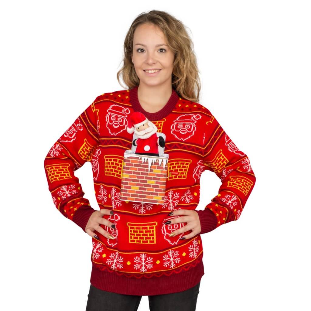 Women's Jack in the Box Santa Claus 3D Ugly Christmas Sweater
