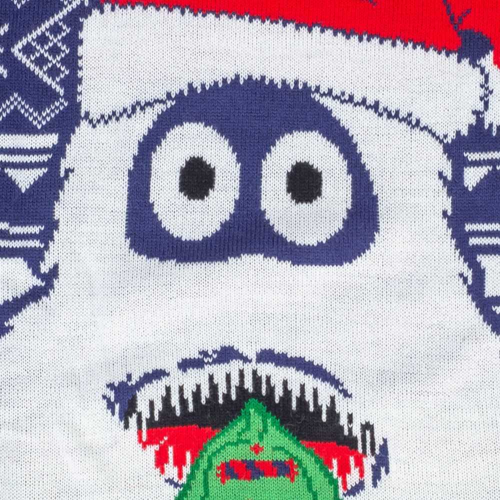 Yeti Santa Hat Throw up Candy Ugly Christmas Sweater Fabric