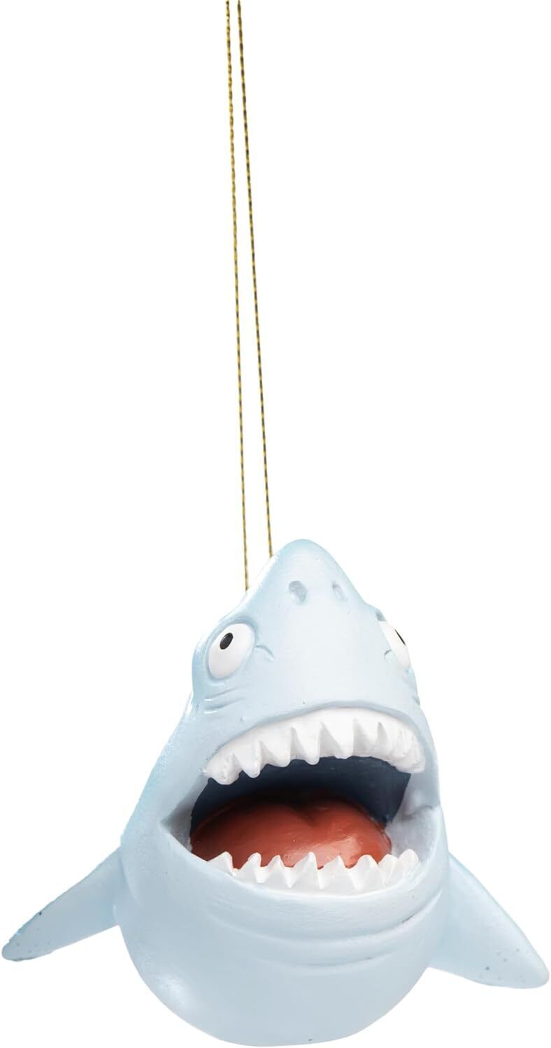 Shark with a Christmas Hat Ornament