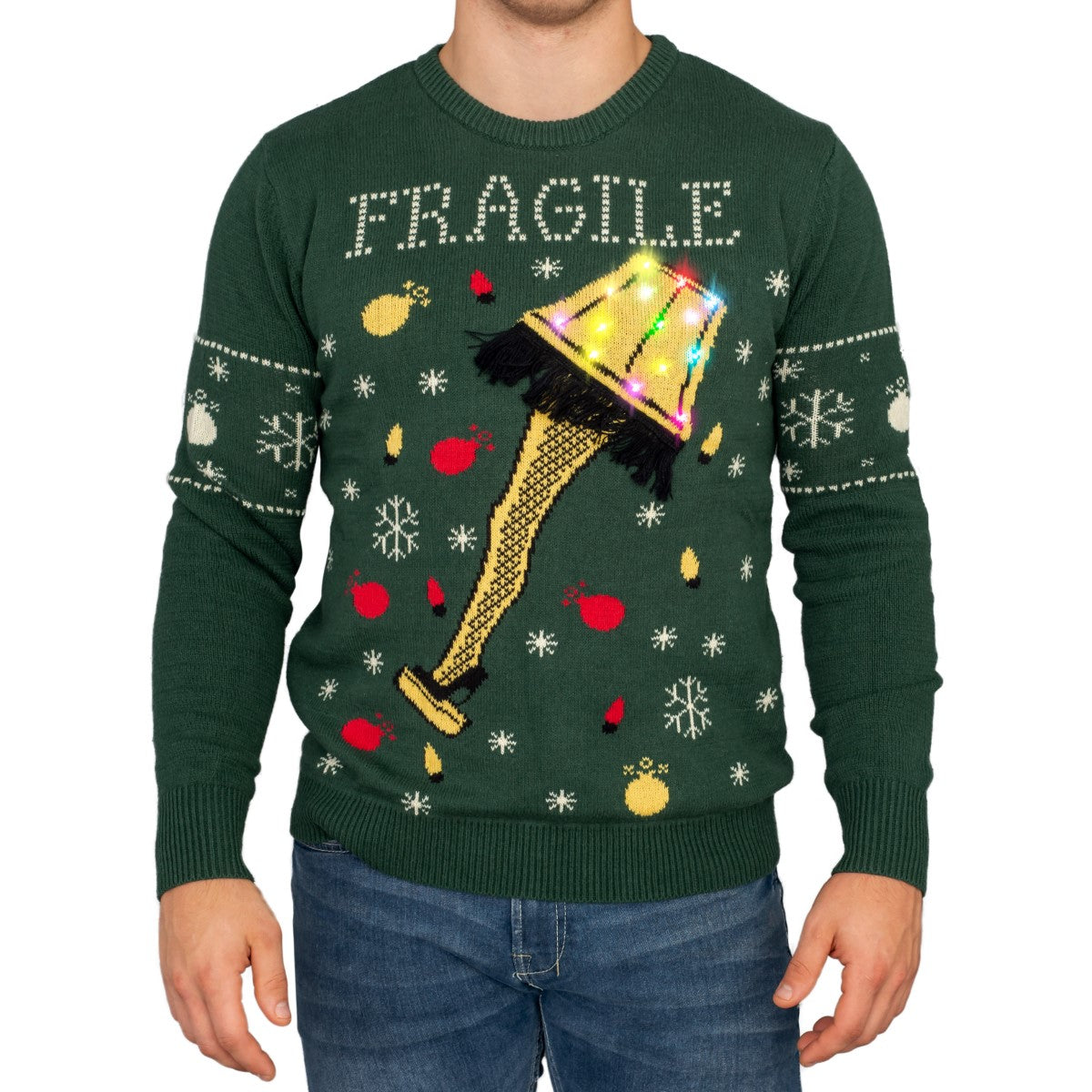A Christmas Story Fragile Leg Lamp Light Up (LED Lighting) Ugly Christmas Sweater 2