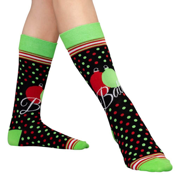Adult Balls Ugly Christmas Black Green Red Socks