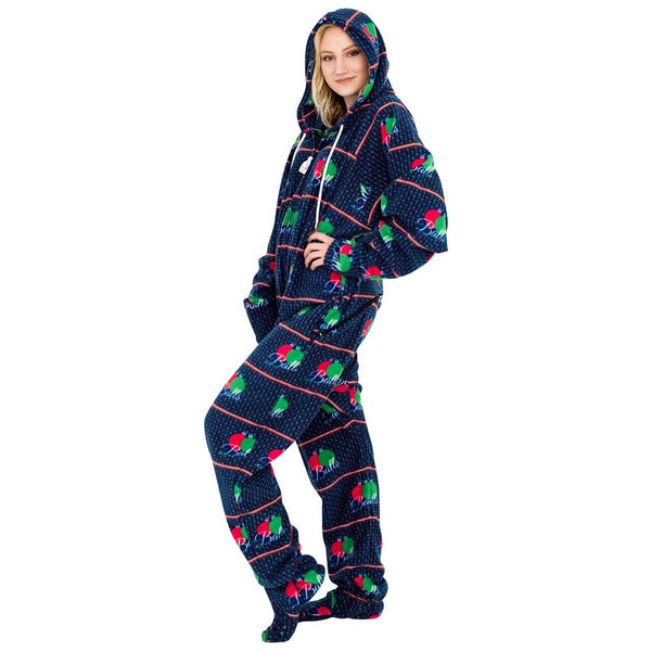 Balls Ugly Christmas Lazy Black Pajama Suit with Hood Side