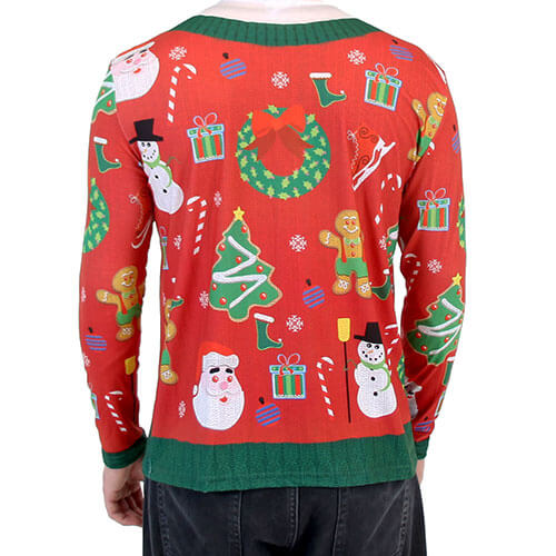Christmas Cardigan with Bow Long Sleeve All Over Print Shirt