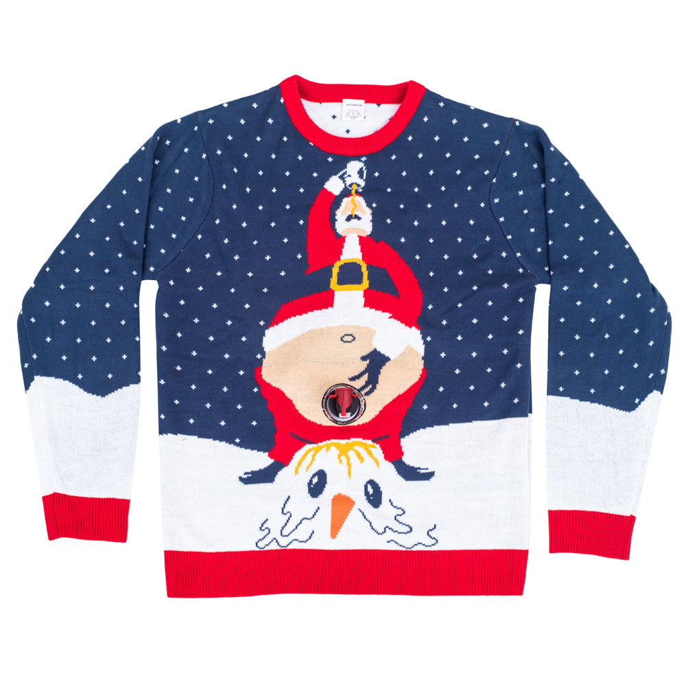 Sweaating Santa Santa Peeing Beverage Sweater