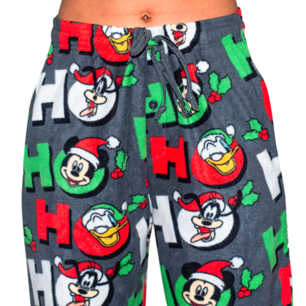 Mickey Mouse Goofy Donald Duck as Santa Ho Ho Ho Christmas Lounge Pant