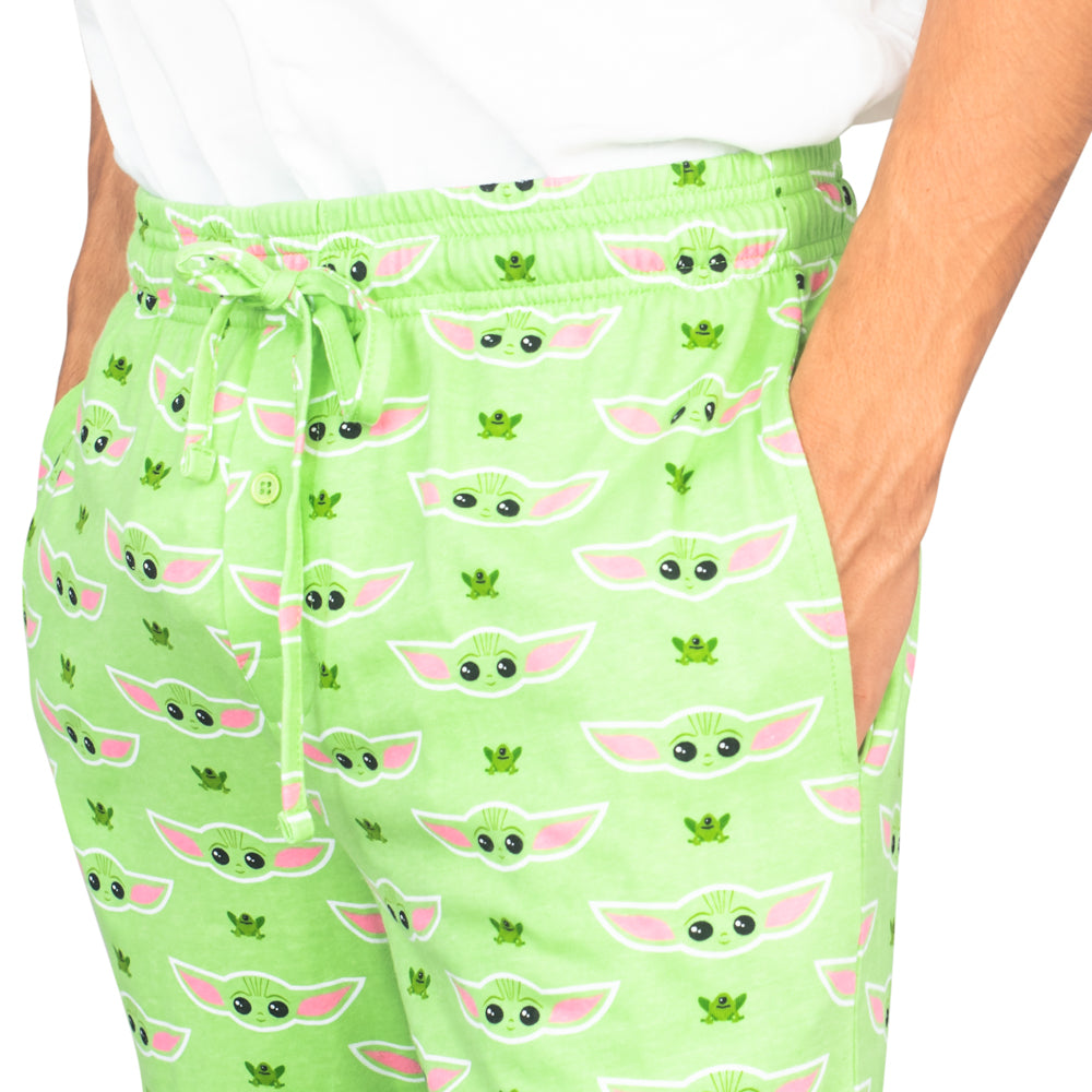 Star Wars Baby Yoda and Frogs Pajamas Green Lounge Pants