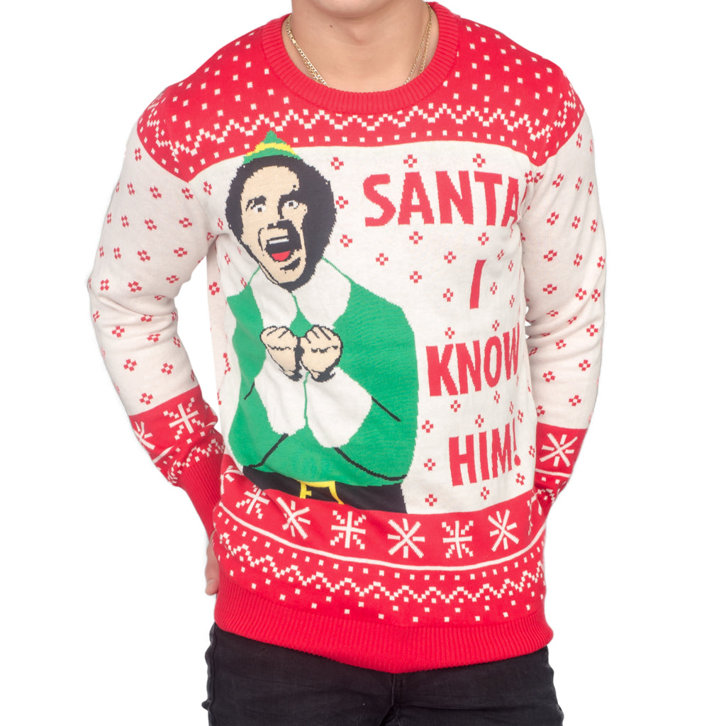 Elf Buddy Santa I Know Him Ugly Christmas Sweater
