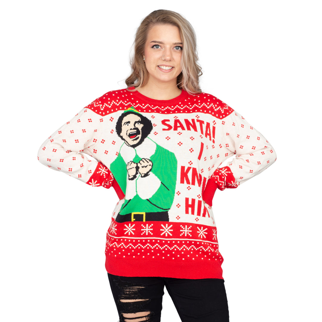 Women's Elf Buddy Santa I Know Him Ugly Christmas Sweater