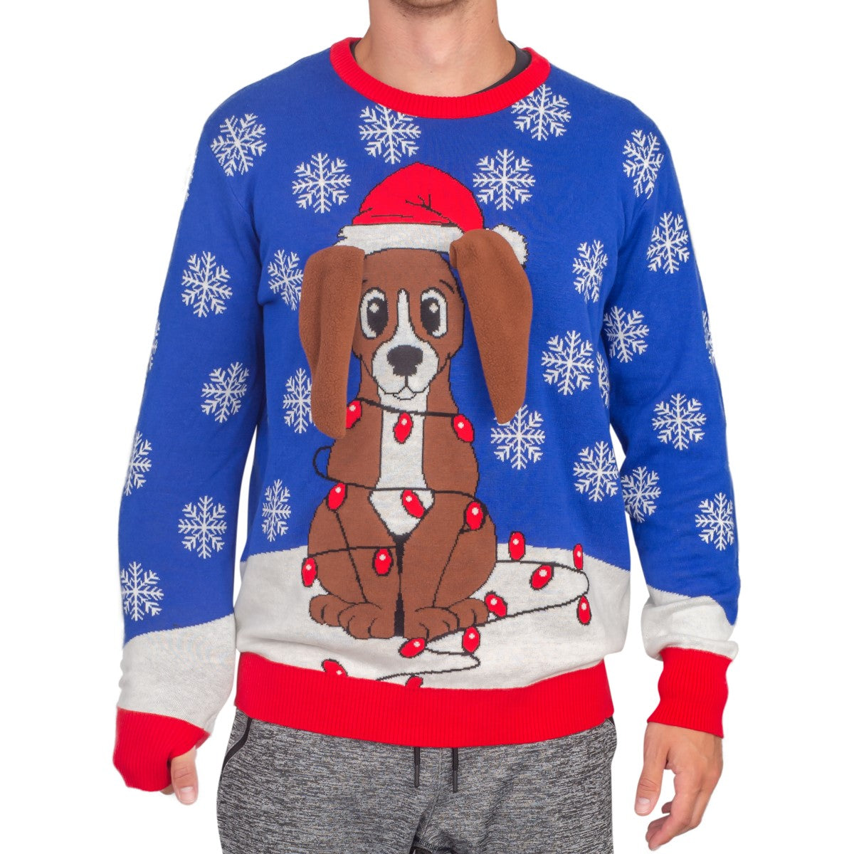 Flappy Dog Animated Puppy Ears Ugly Christmas Sweater 2