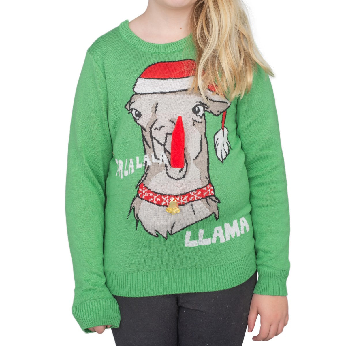 Flappy Llama Animated Ugly Christmas Sweatshirt Youth 4
