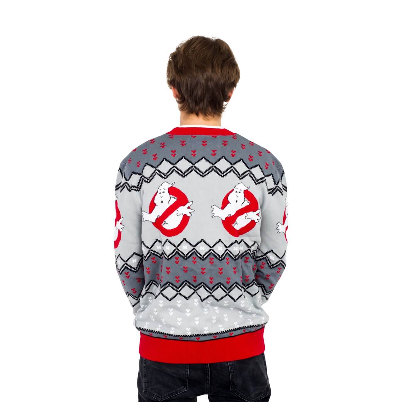Ghostbusters Logo Ugly Christmas Cardigan Sweater Back