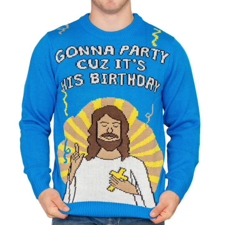 Gonna Party Cuz It's His Birthday Jesus Ugly Christmas Sweater
