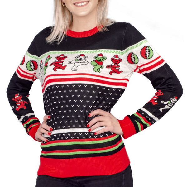 Women's Grateful Dead Dancing Bears Tacky Ugly Christmas Sweater