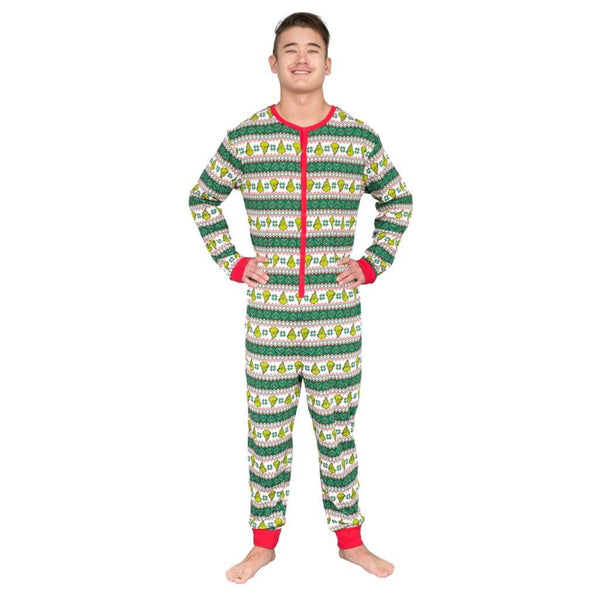Grinch Family Faces Christmas Pajama Union Suit 5