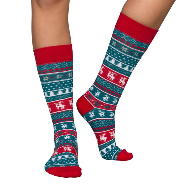 Humping Reindeer Adult Ugly Christmas Socks Blue and Red 1