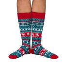 Humping Reindeer Adult Ugly Christmas Socks Blue and Red 3
