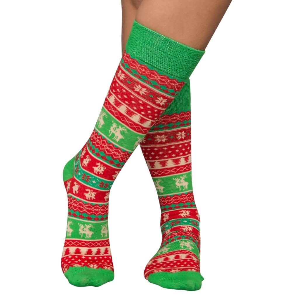 Humping Reindeer Adult Ugly Christmas Socks Red and Green 1