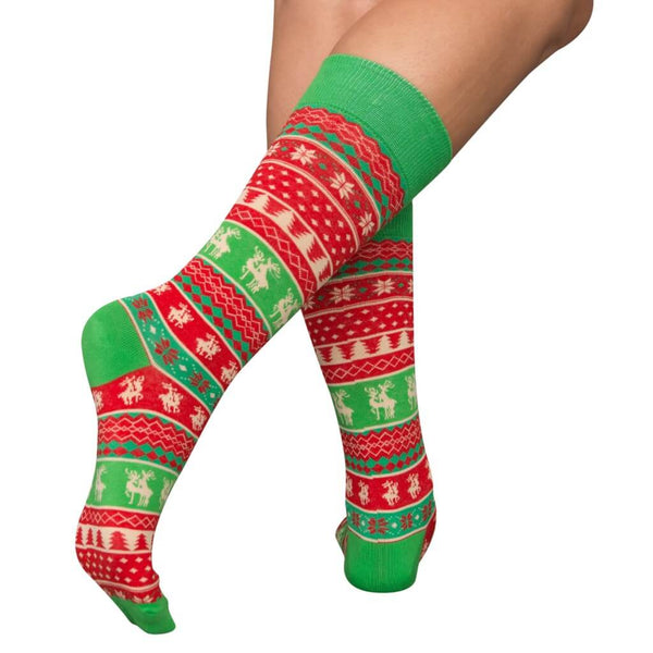Humping Reindeer Adult Ugly Christmas Socks Red and Green 3