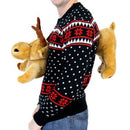 Black 3D Sweater with Stuffed Moose