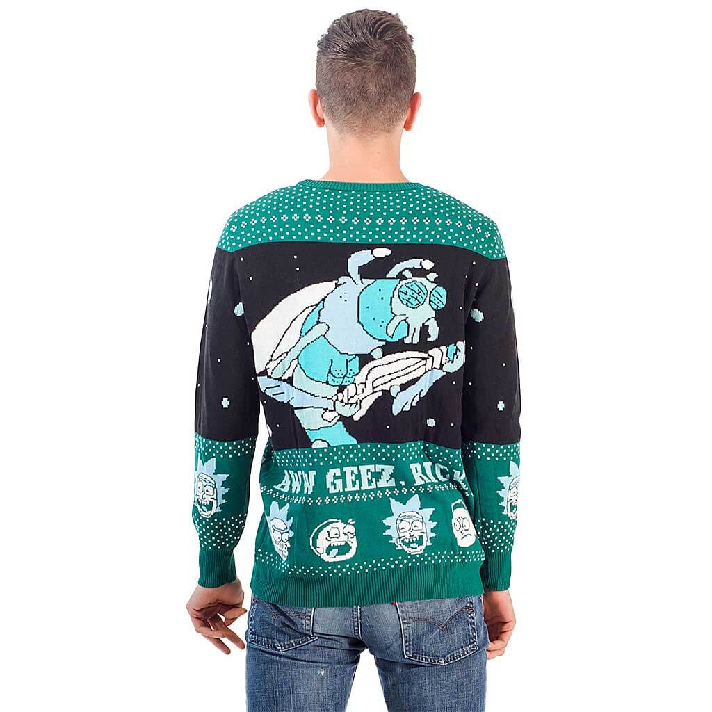 Rick and Morty Aww Geez, Rick Ugly Christmas Sweater Back