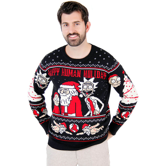Rick and Morty Happy Human Holiday Ugly Christmas Sweater