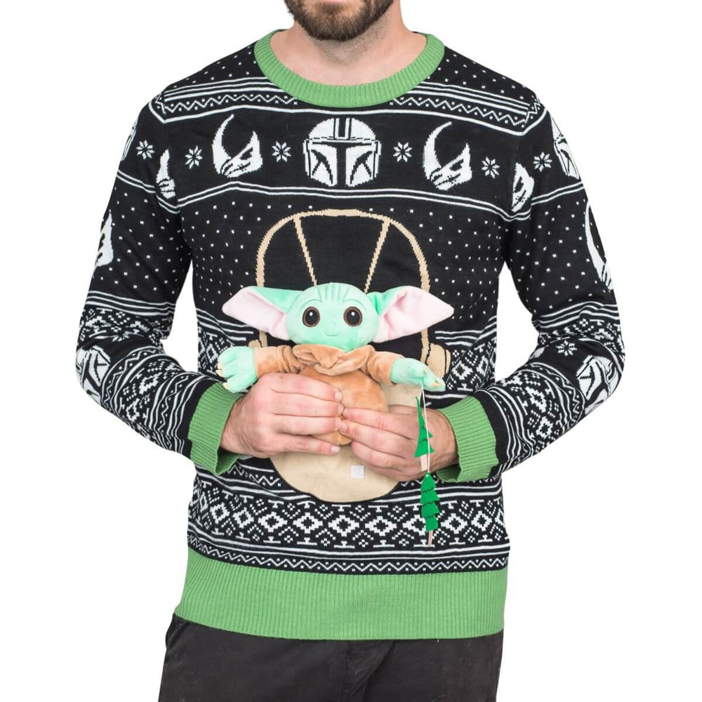 Baby Yoda Christmas Sweater Star Wars The Child Forces Trees Ugly Baby Yoda Christmas Sweater