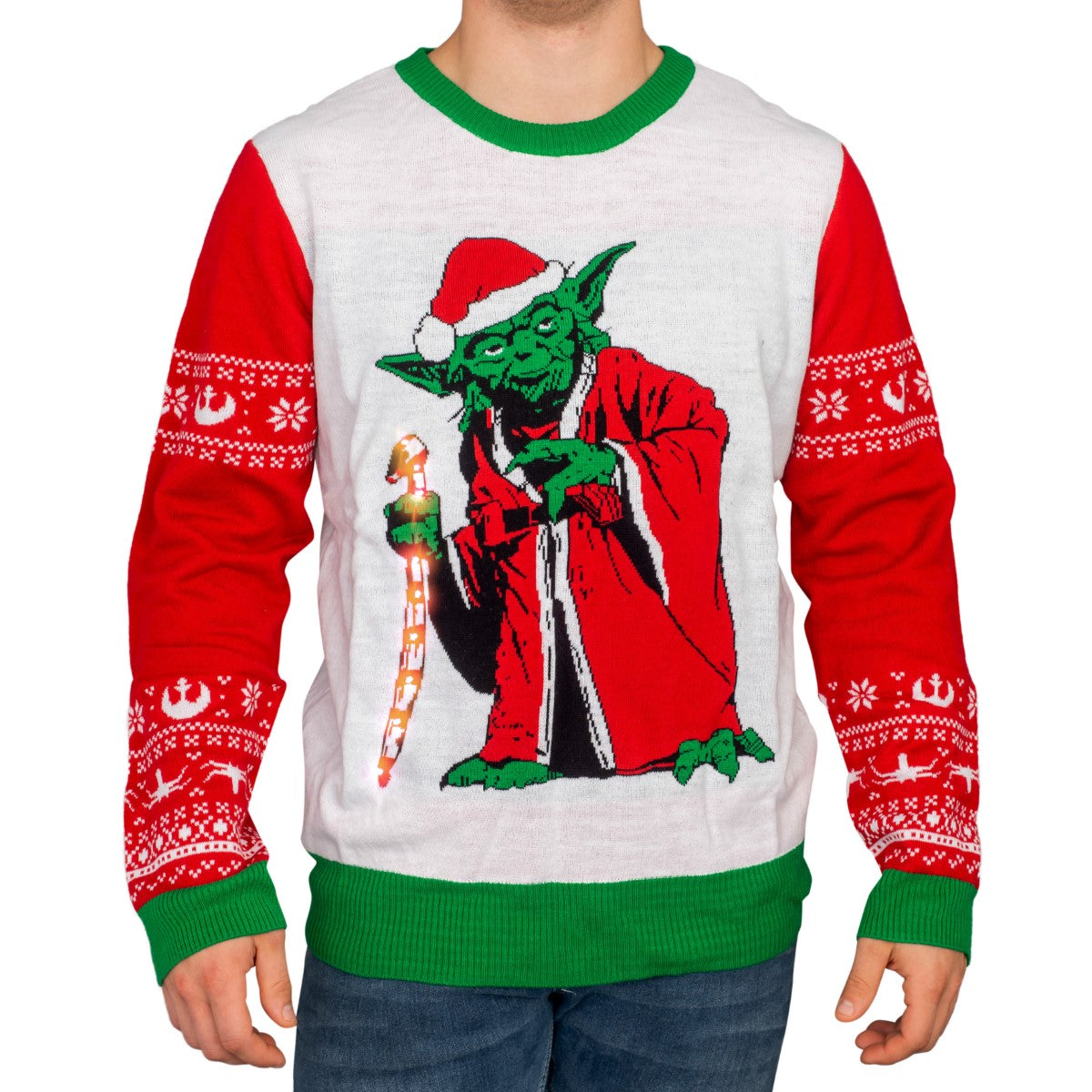 Star Wars Jedi Yoda Light Up LED Ugly Christmas Sweater 1