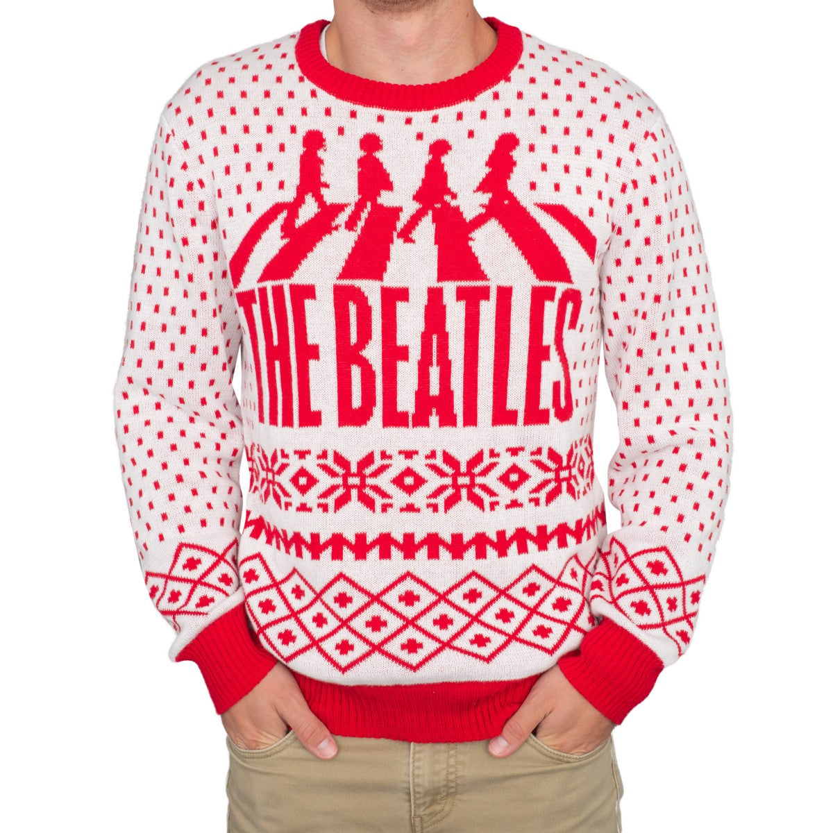 The Beatles Abbey Road Red and White Ugly Christmas Sweater 1