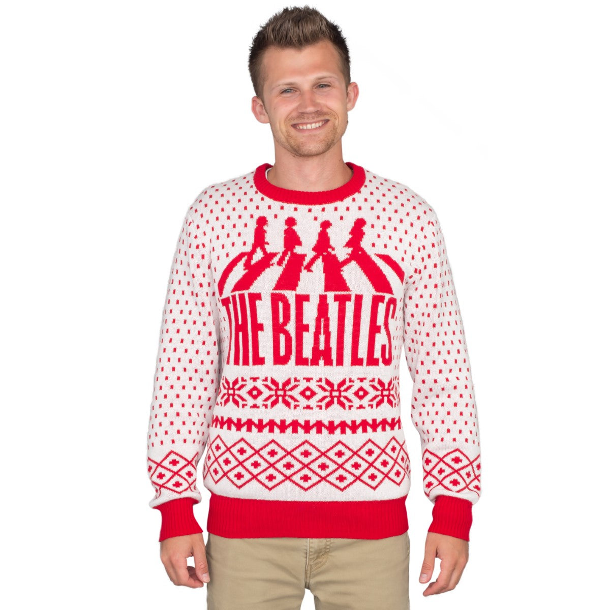 The Beatles Abbey Road Red and White Ugly Christmas Sweater 2