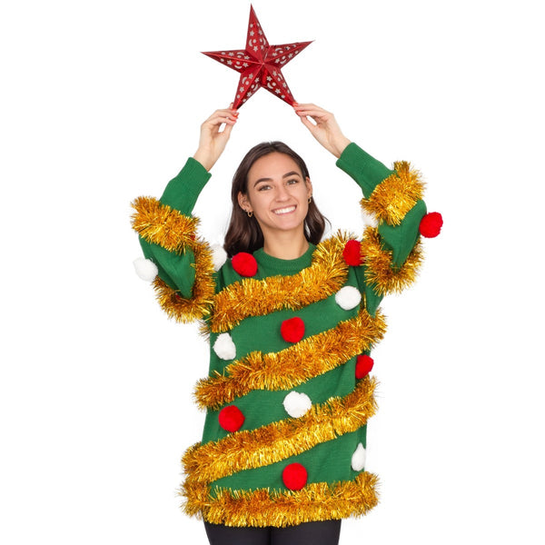 Tinsel Tree Ugly Christmas Sweater 1