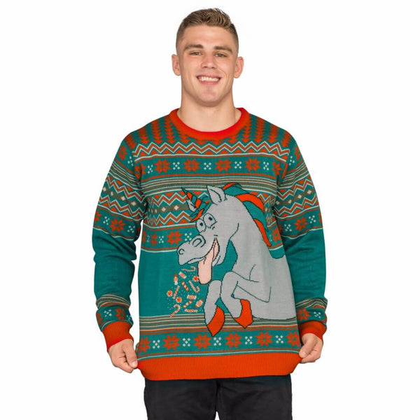 Unicorn Candy Canes and Star Dust Ugly Christmas Sweater 1