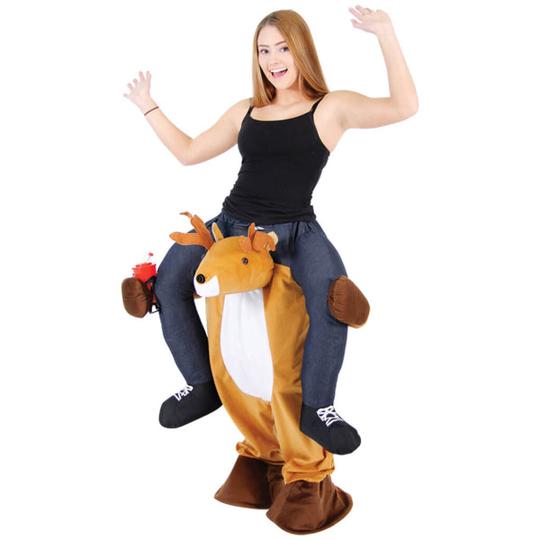Women’s Christmas Ride On Reindeer with Light Up Nose 2