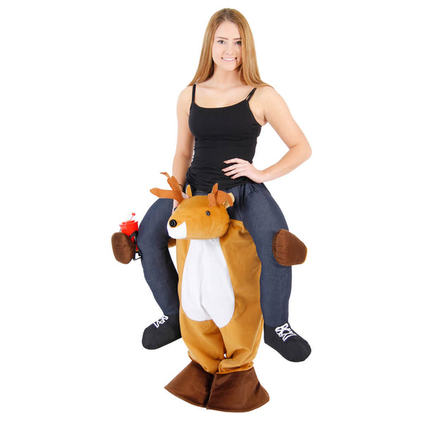Women’s Christmas Ride On Reindeer with Light Up Nose