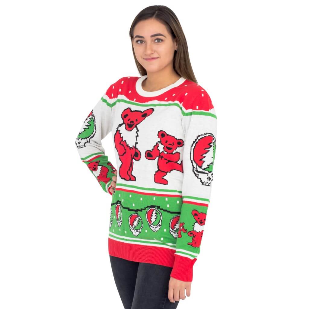 Women’s Classic Grateful Dead Dancing Bears Ugly Christmas Sweater Side