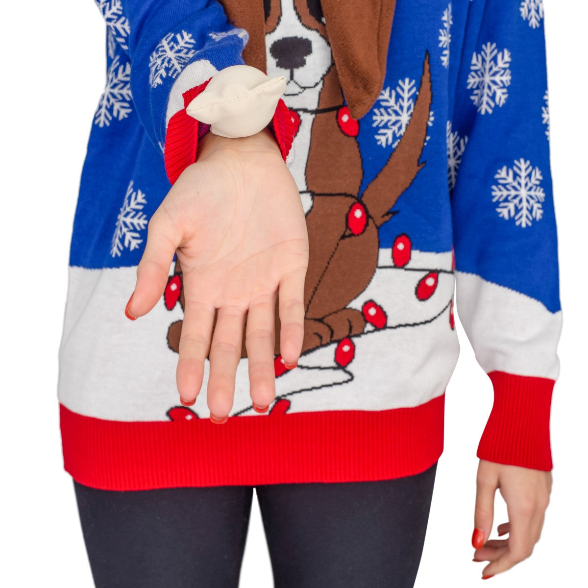 Women’s Flappy Dog Animated Puppy Ears Ugly Christmas Sweater 1