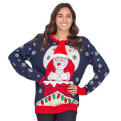 Women’s Flappy Santa Animated Hat Ugly Christmas Sweater 2