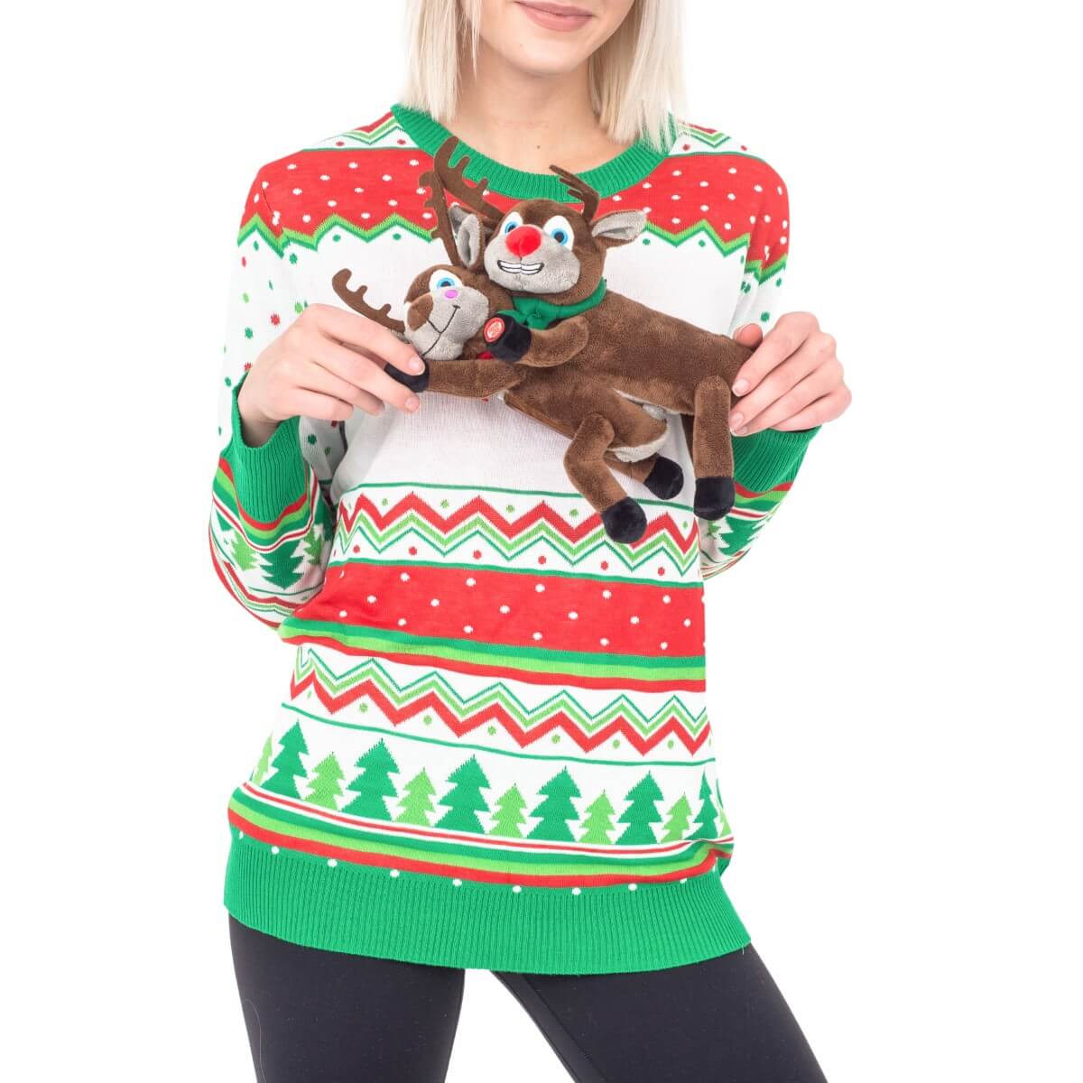 Women’s Humping Reindeer 3D Animated Ugly Christmas Sweater