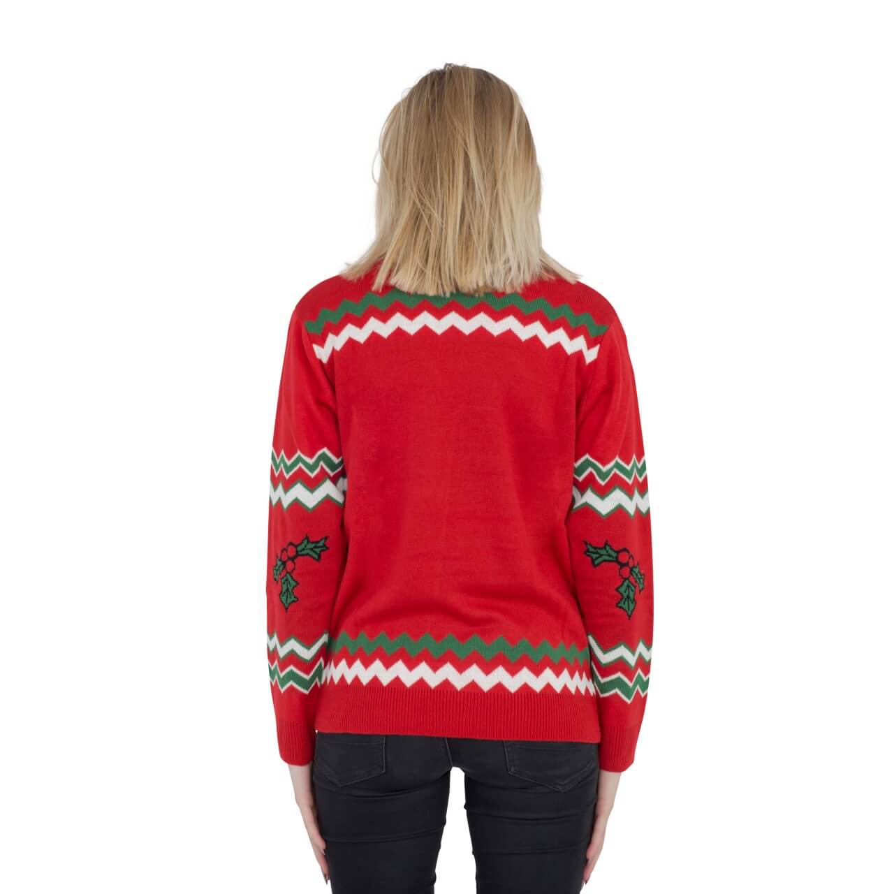 Women’s Let’s Get Elfed Up Drunken Elves Ugly Christmas Sweater Back