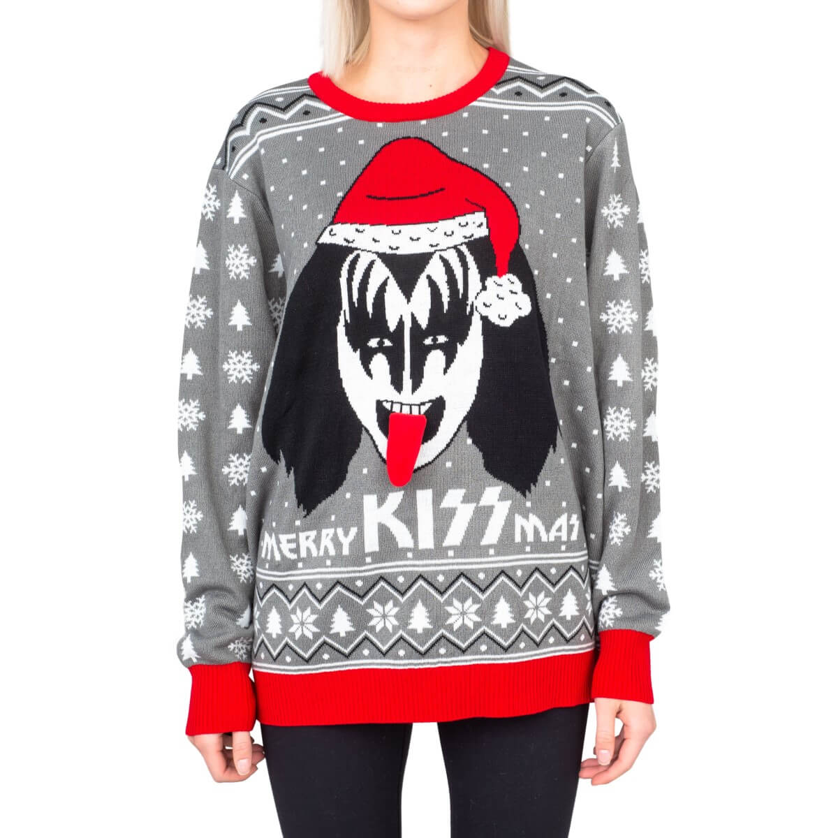 Women’s Merry Kissmas Flappy Sweater Kiss Ugly Christmas Sweater-1