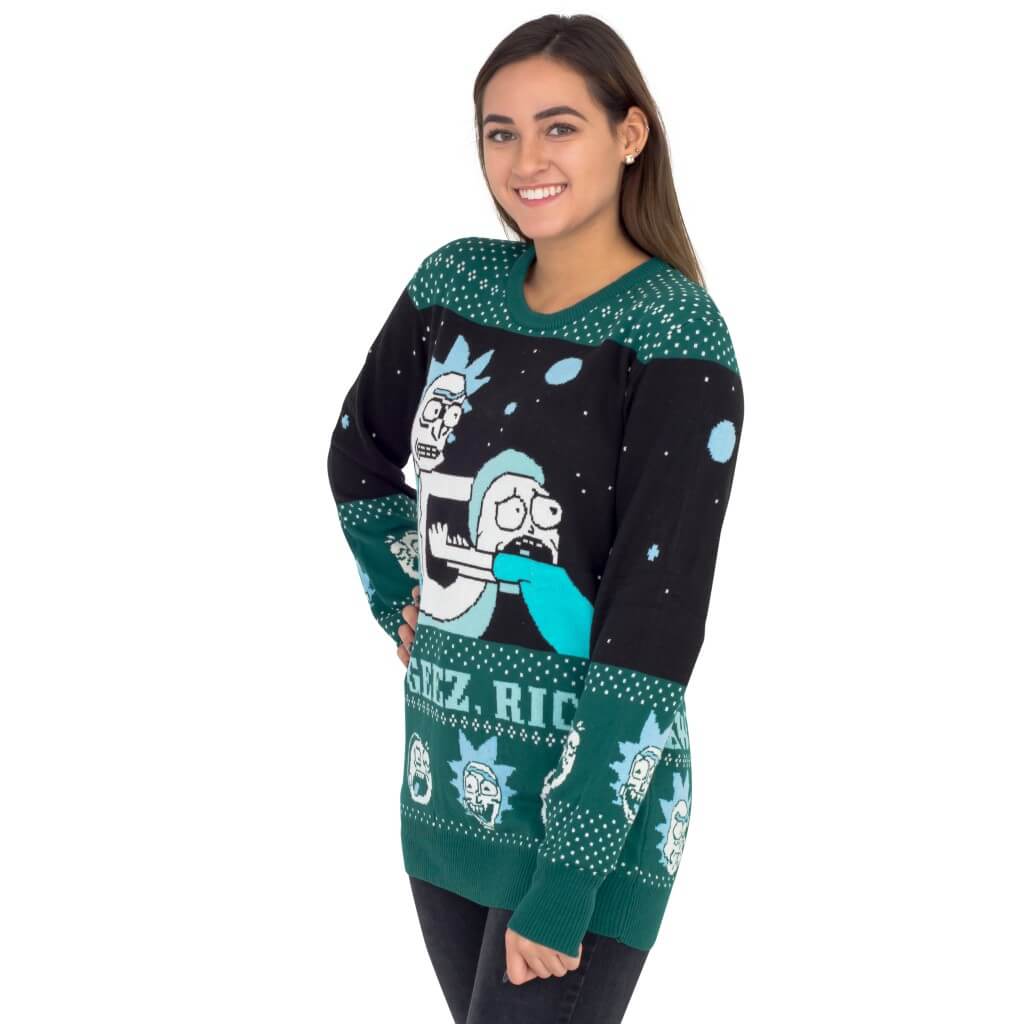 Women’s Rick and Morty Aww Geez, Rick Ugly Christmas Sweater Side