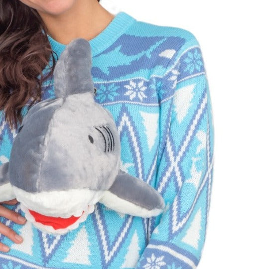 Women's 3D Shark Plushie Ugly Christmas Sweater 3